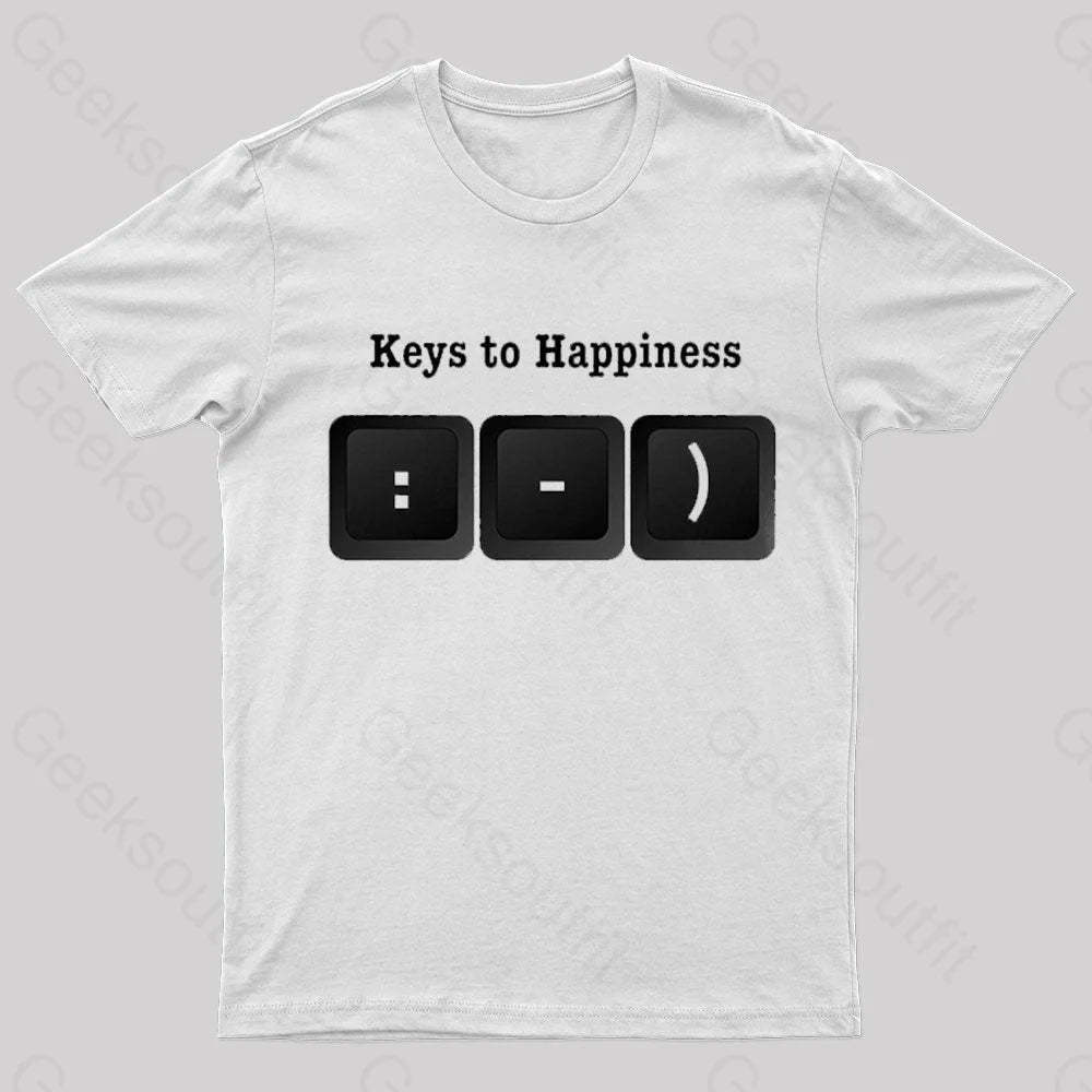 Keys To Happyiness Nerd T-Shirt White / S