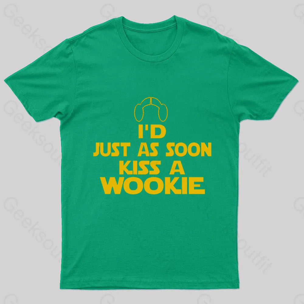 Kiss A Wookie Geek T-Shirt Green / S