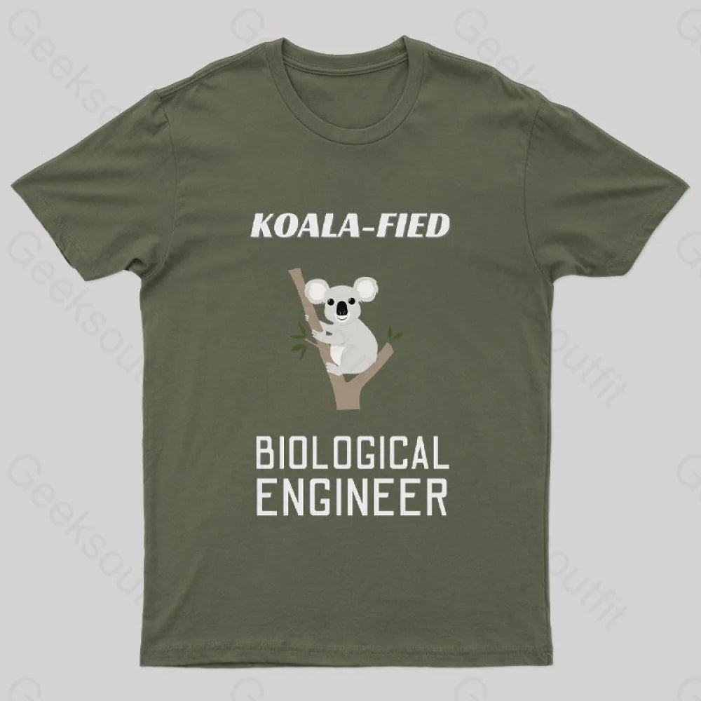 Koala Fied Biological Engineer Nerd T-Shirt Army Green / S