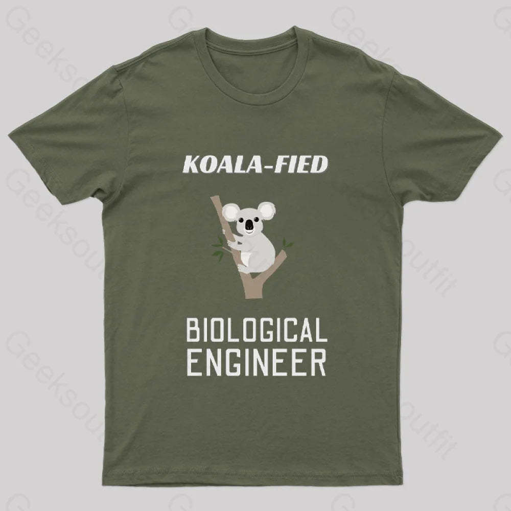 Koala Fied Biological Engineer Nerd T-Shirt Army Green / S