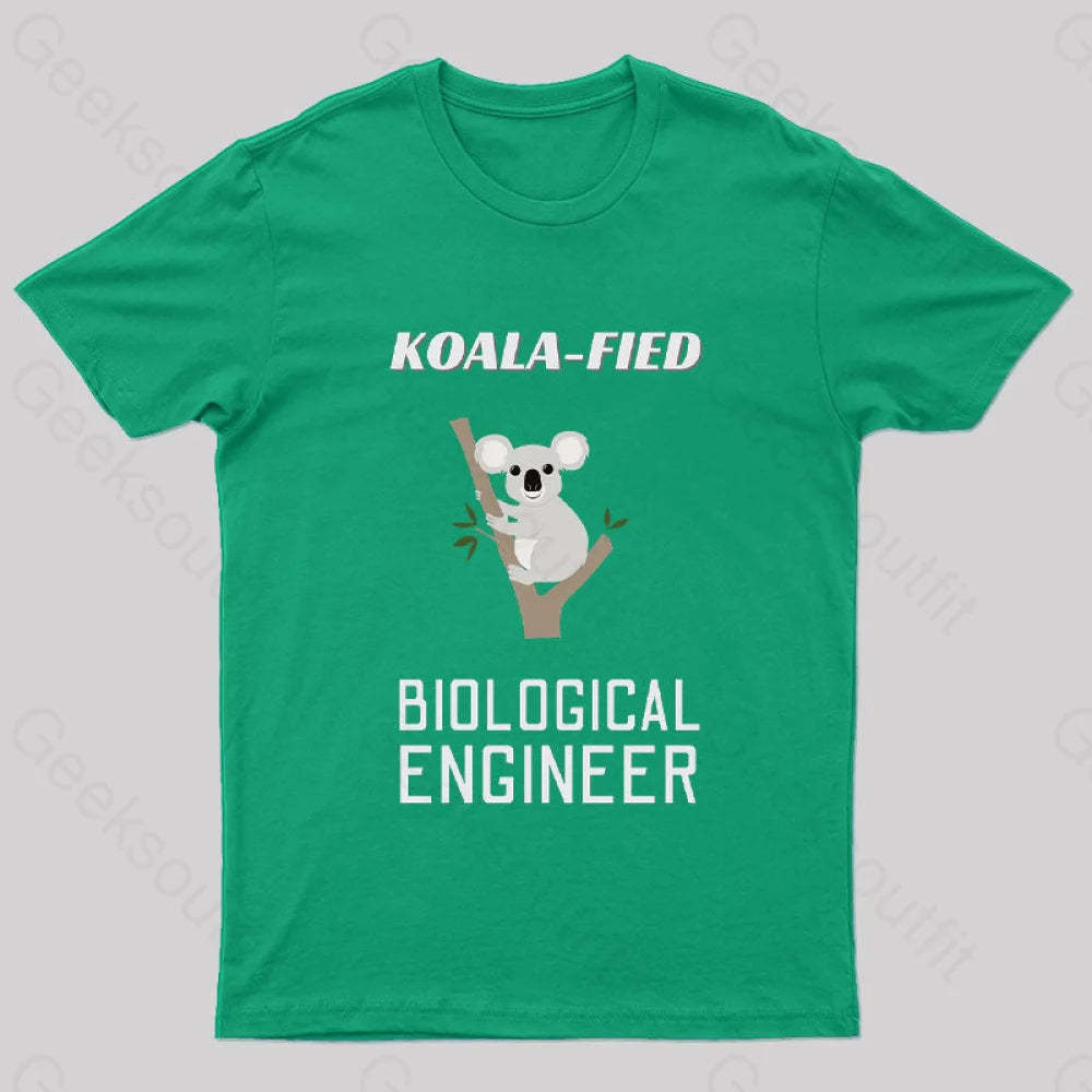 Koala Fied Biological Engineer Nerd T-Shirt Green / S