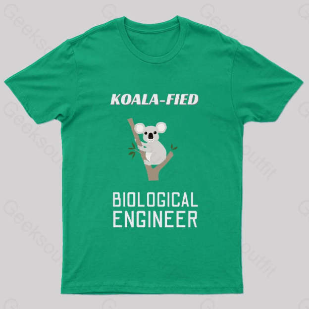 Koala Fied Biological Engineer Nerd T-Shirt Green / S