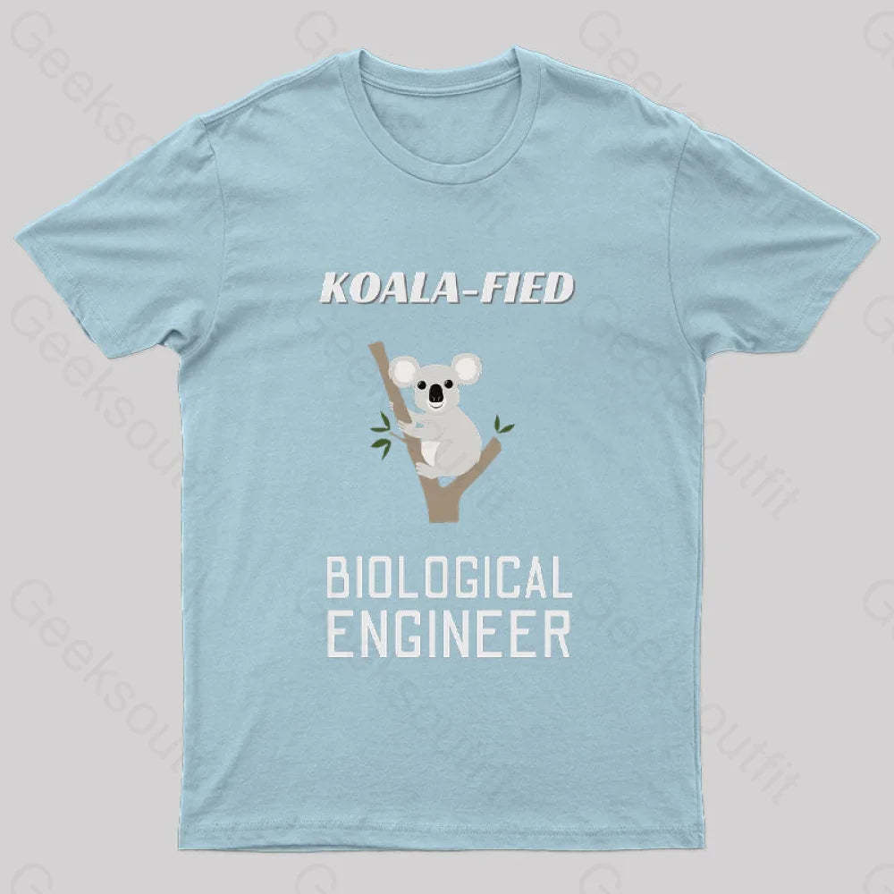 Koala Fied Biological Engineer Nerd T-Shirt Light Blue / S