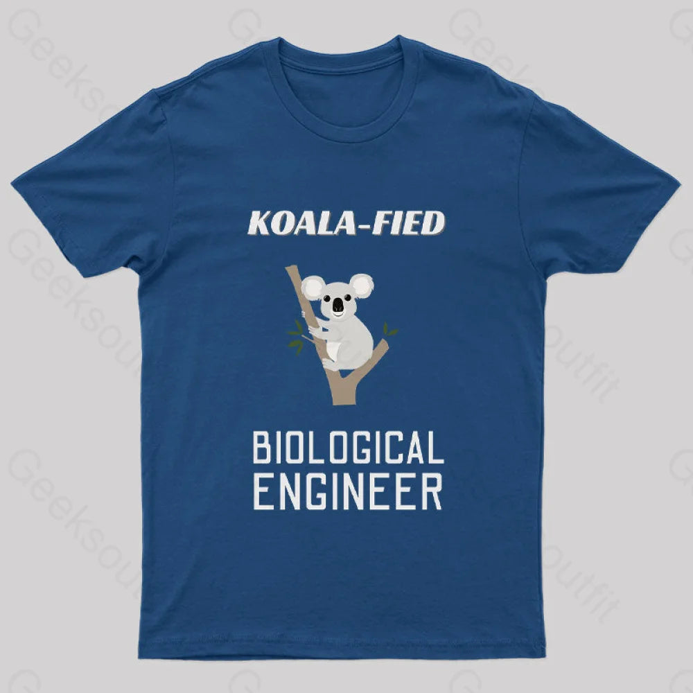 Koala Fied Biological Engineer Nerd T-Shirt Navy / S