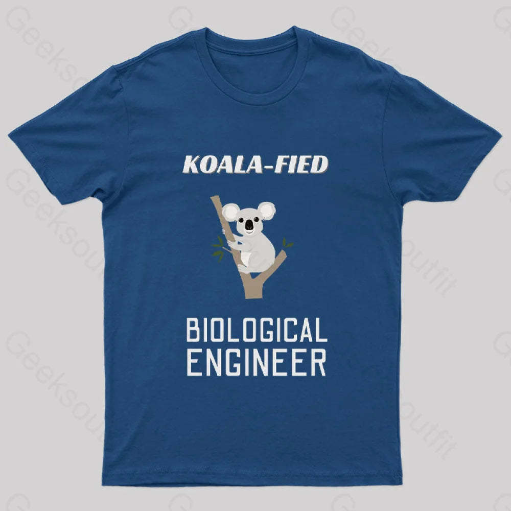 Koala Fied Biological Engineer Nerd T-Shirt Navy / S