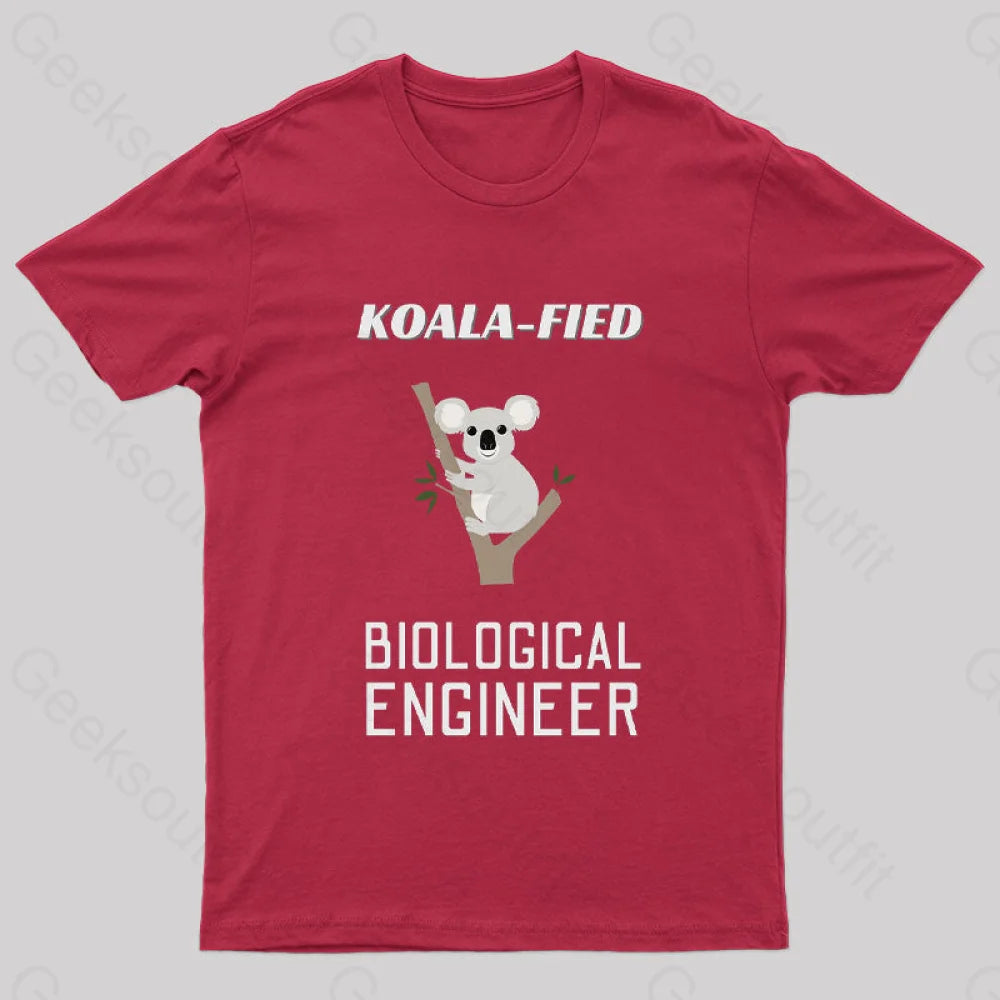 Koala Fied Biological Engineer Nerd T-Shirt Red / S
