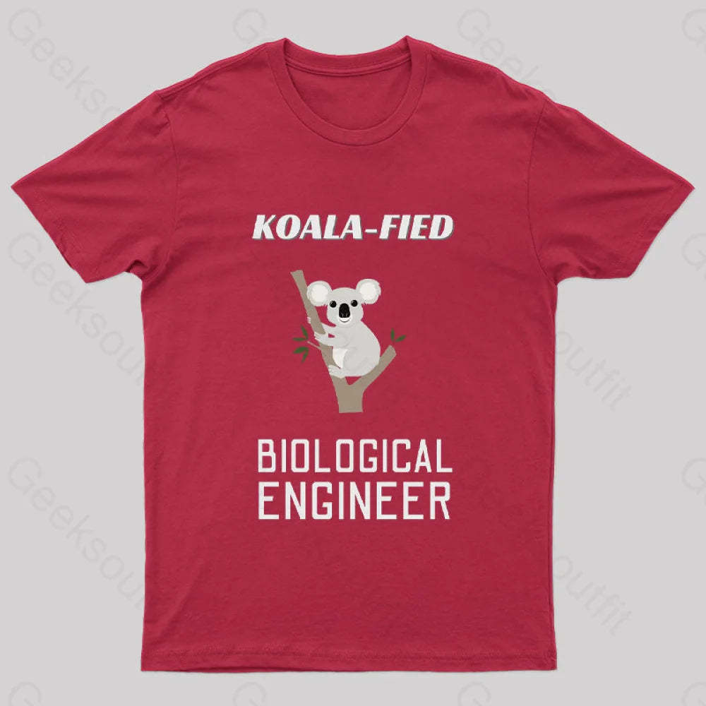 Koala Fied Biological Engineer Nerd T-Shirt Red / S