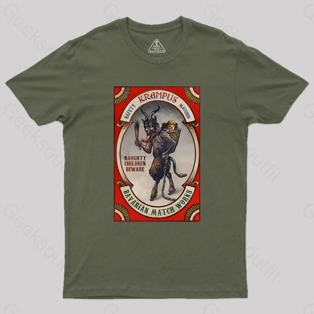 Krampus Naughty Children Beware Geek T-Shirt Army Green / S