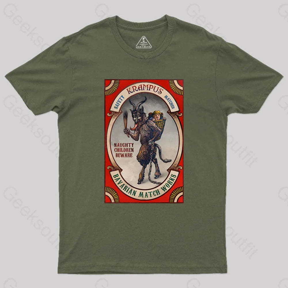 Krampus Naughty Children Beware Geek T-Shirt Army Green / S