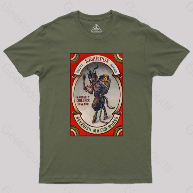 Krampus Naughty Children Beware Geek T-Shirt Army Green / S