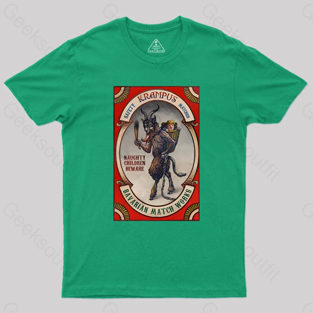Krampus Naughty Children Beware Geek T-Shirt Green / S