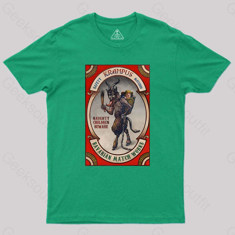 Krampus Naughty Children Beware Geek T-Shirt Green / S