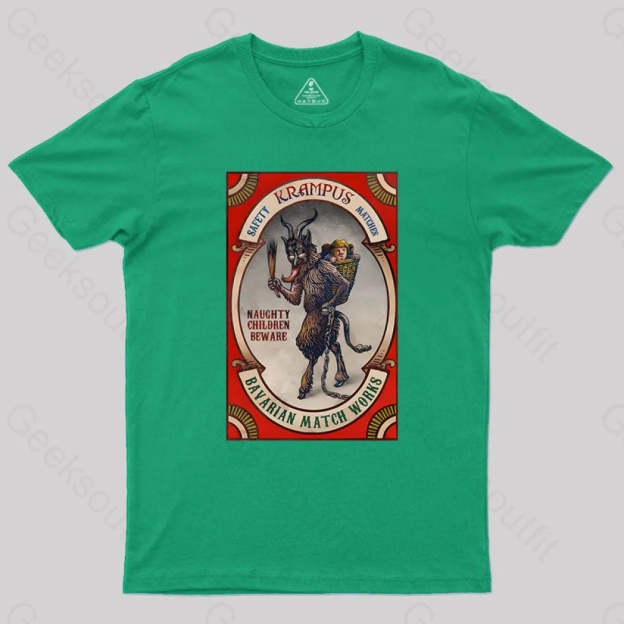 Krampus Naughty Children Beware Geek T-Shirt Green / S