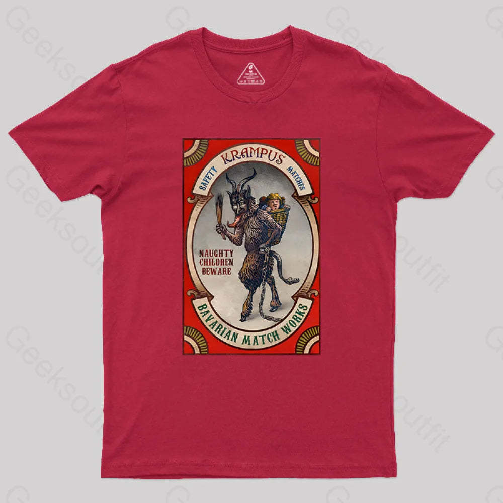 Krampus Naughty Children Beware Geek T-Shirt Red / S