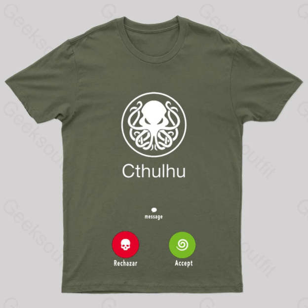 La Llamada De Cthulhu Nerd T-Shirt Army Green / S