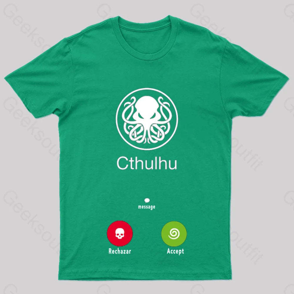 La Llamada De Cthulhu Nerd T-Shirt Green / S