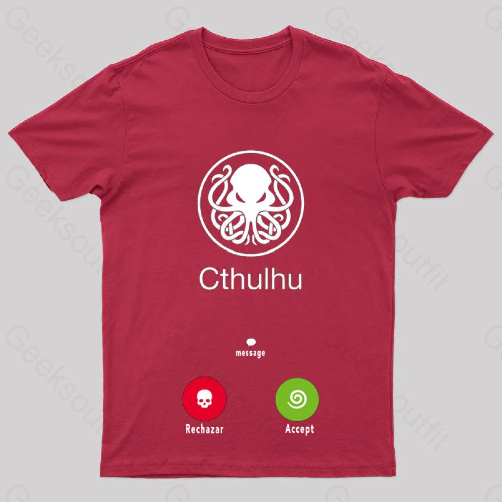 La Llamada De Cthulhu Nerd T-Shirt Red / S