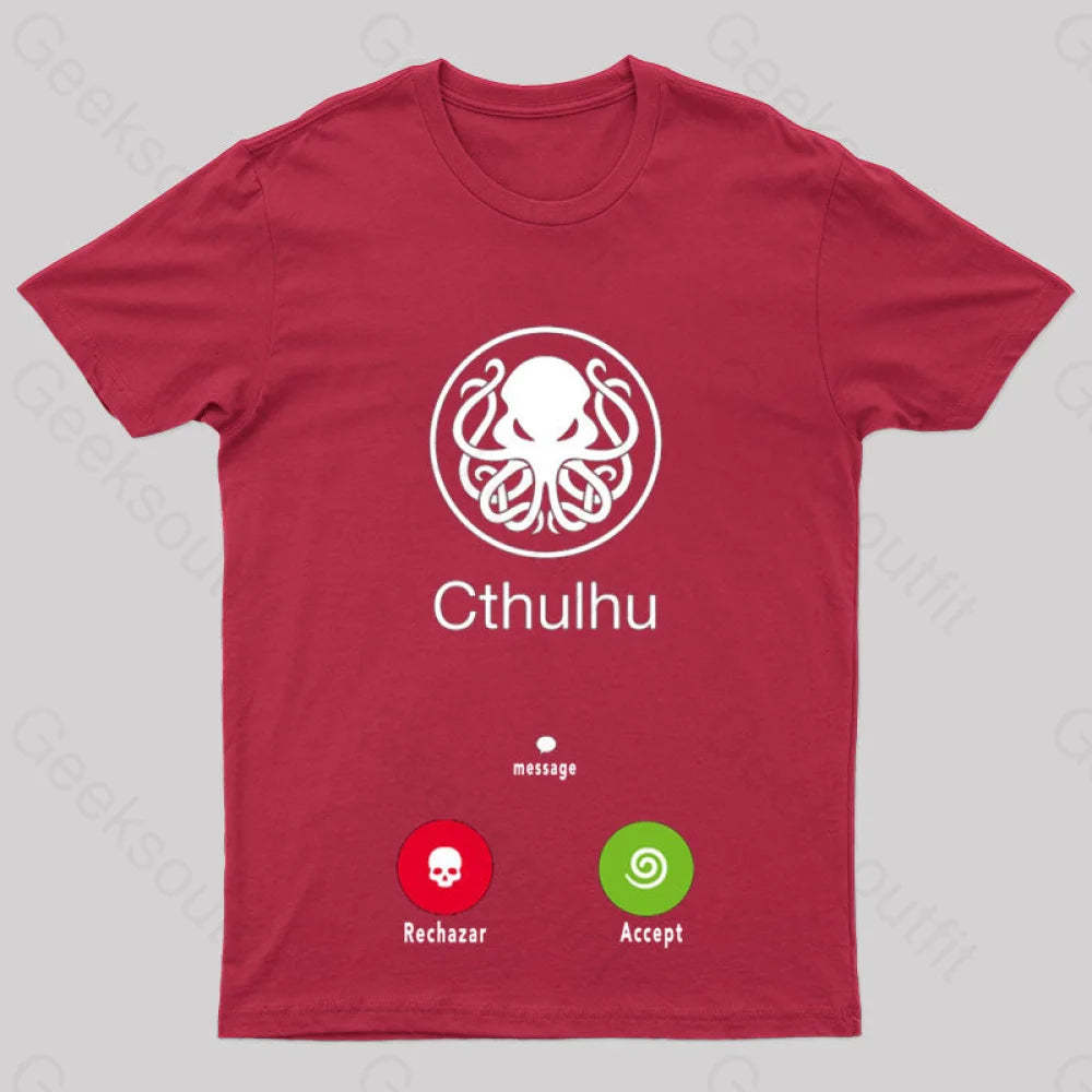 La Llamada De Cthulhu Nerd T-Shirt Red / S