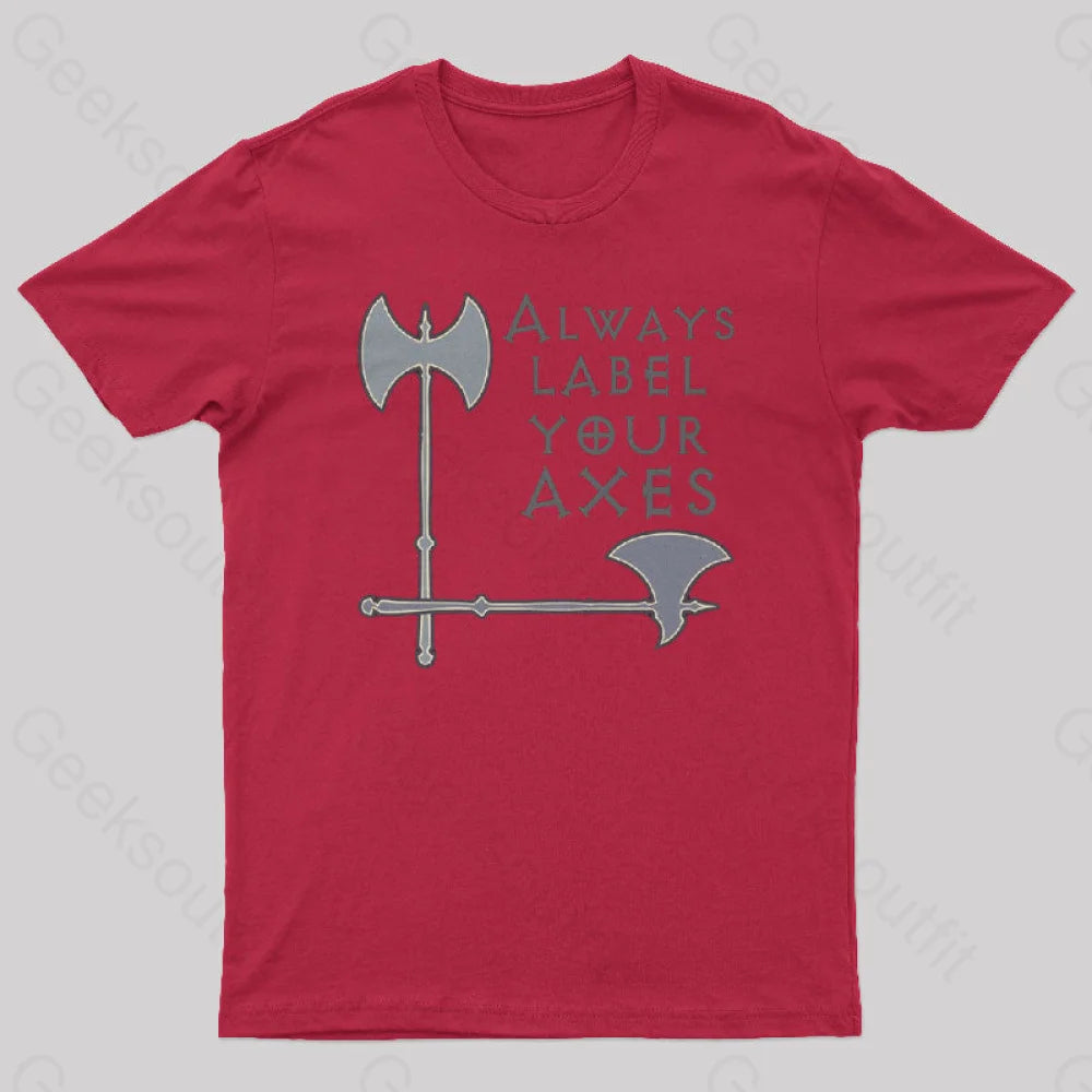 Label Your Axes Funny Math Geek T-Shirt Red / S