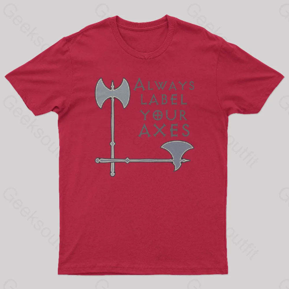 Label Your Axes Funny Math Geek T-Shirt Red / S