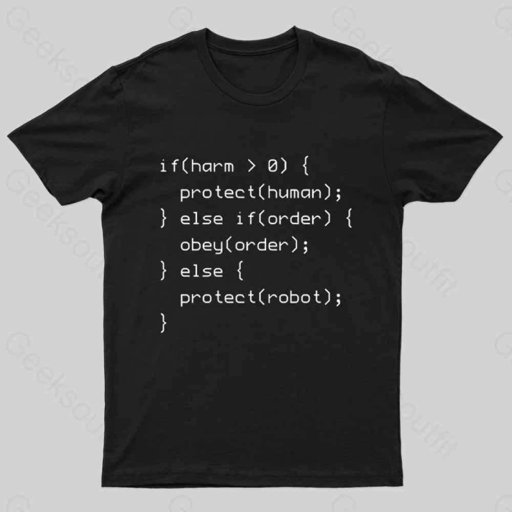 Laws Of Robotics Nerd T-Shirt Black / S