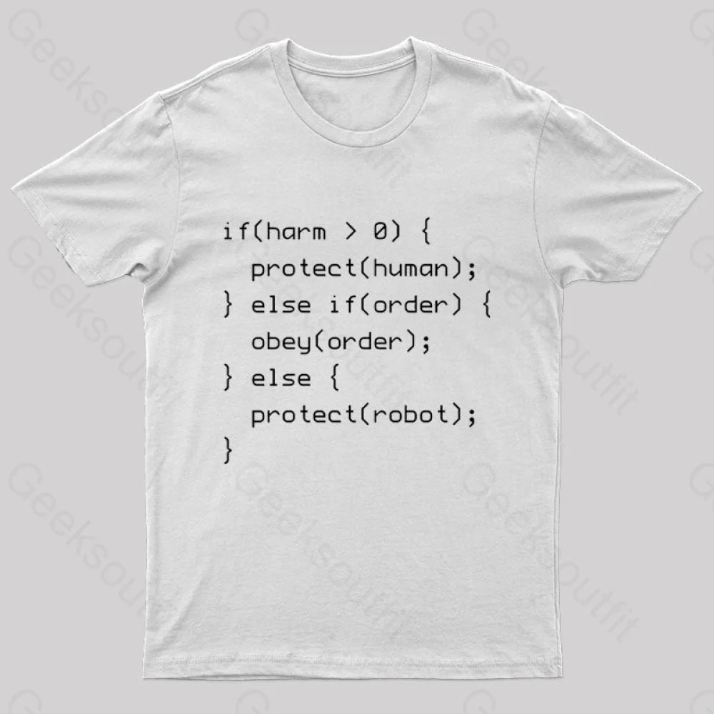 Laws Of Robotics Nerd T-Shirt White / S