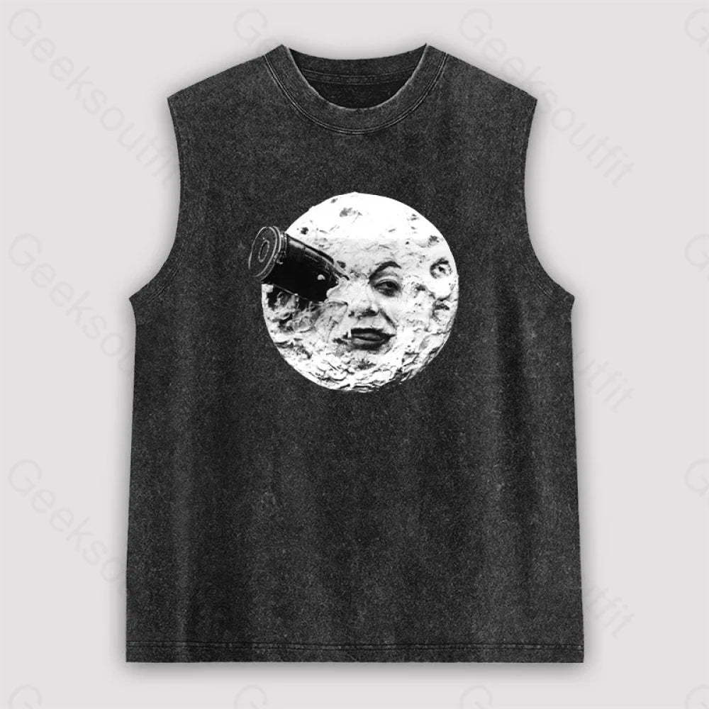 Le Voyage Dans La Lune Unisex Washed Tank Black / S
