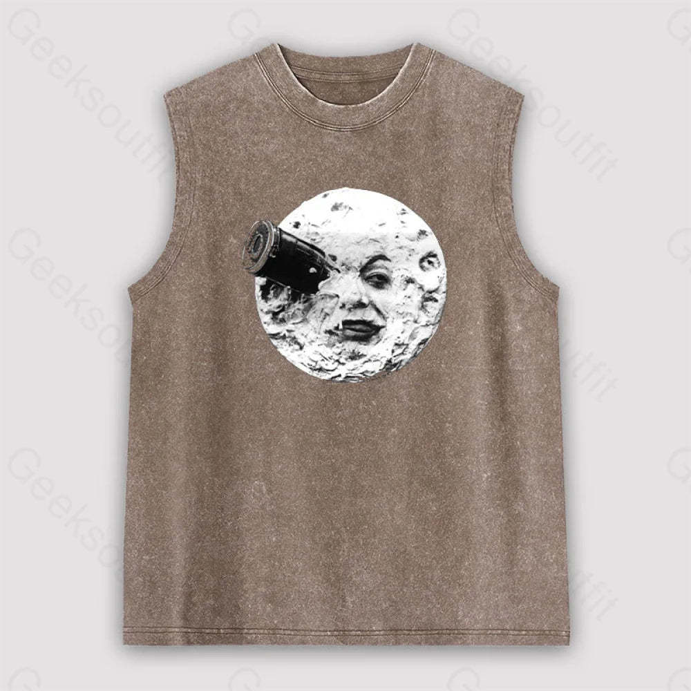 Le Voyage Dans La Lune Unisex Washed Tank Brown / S