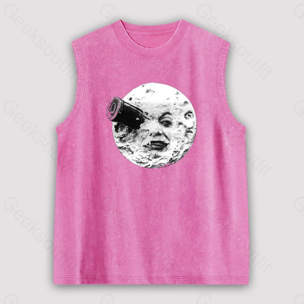 Le Voyage Dans La Lune Unisex Washed Tank Pink / S