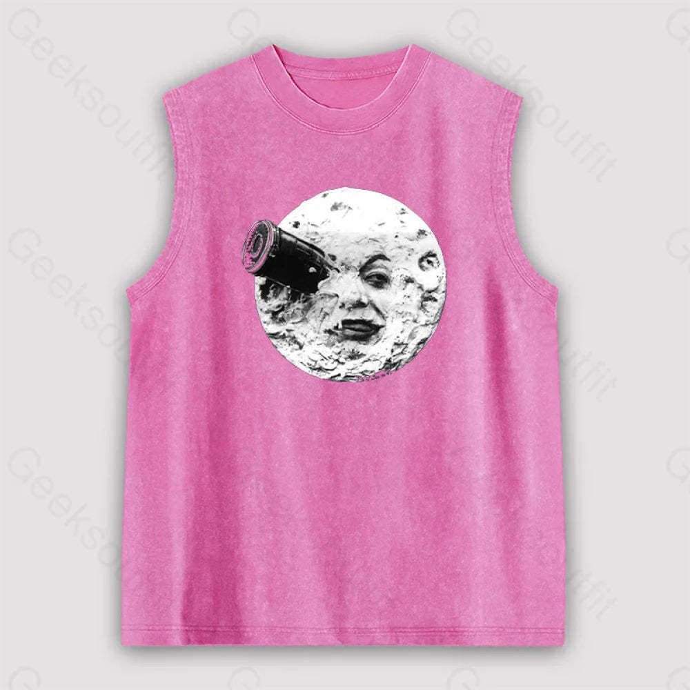 Le Voyage Dans La Lune Unisex Washed Tank Pink / S