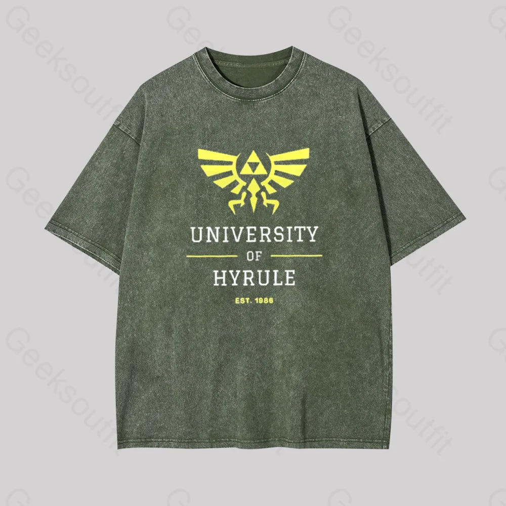 Legend Of Zelda Geek Washed T-Shirt Armygreen / S