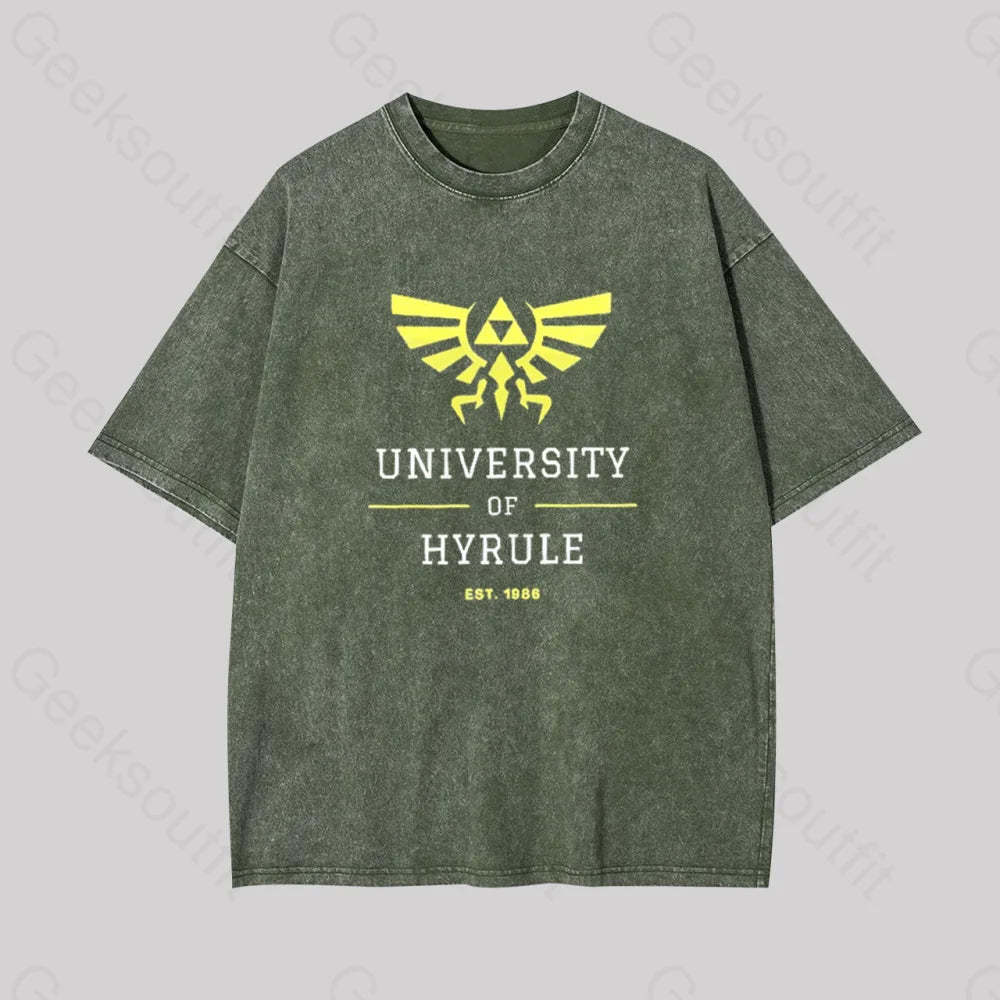 Legend Of Zelda Geek Washed T-Shirt Armygreen / S
