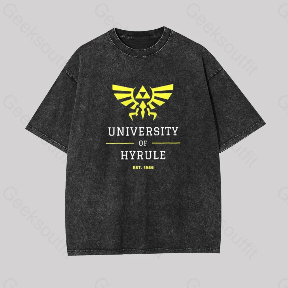 Legend Of Zelda Geek Washed T-Shirt Black / S
