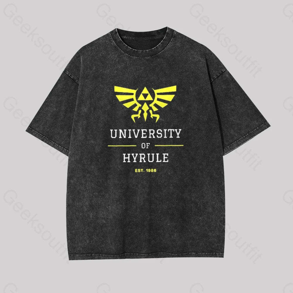 Legend Of Zelda Geek Washed T-Shirt Black / S