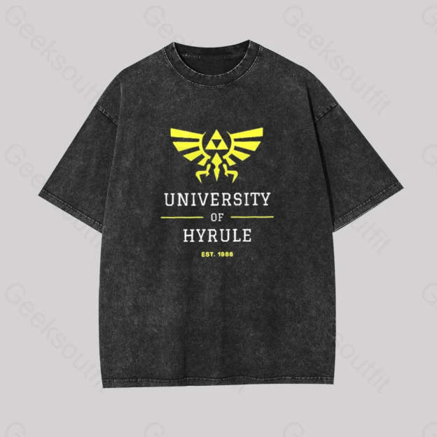 Legend Of Zelda Geek Washed T-Shirt Black / S