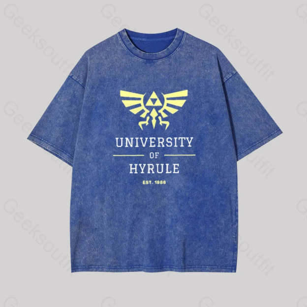 Legend Of Zelda Geek Washed T-Shirt Blue / S