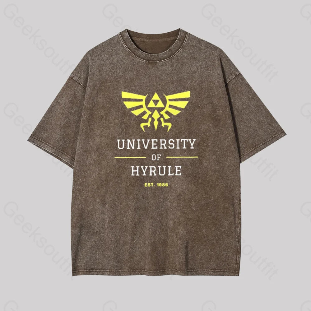 Legend Of Zelda Geek Washed T-Shirt Coffee / S