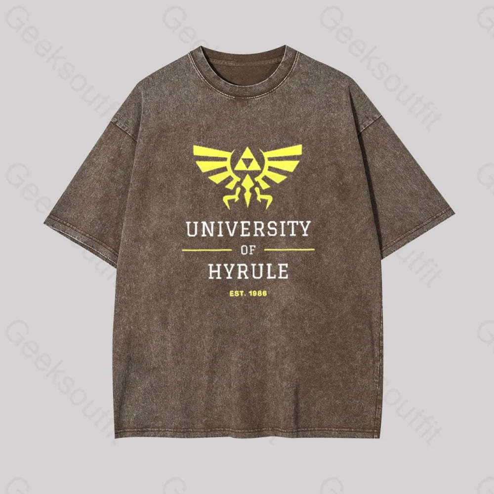 Legend Of Zelda Geek Washed T-Shirt Coffee / S