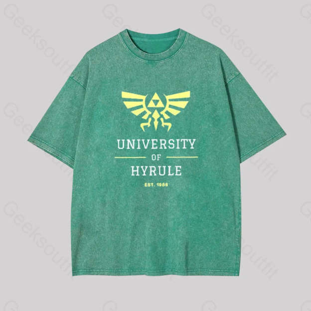 Legend Of Zelda Geek Washed T-Shirt Grass Green / S