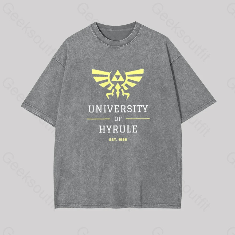 Legend Of Zelda Geek Washed T-Shirt Grey / S