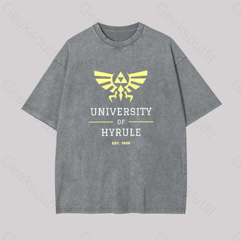Legend Of Zelda Geek Washed T-Shirt Grey / S