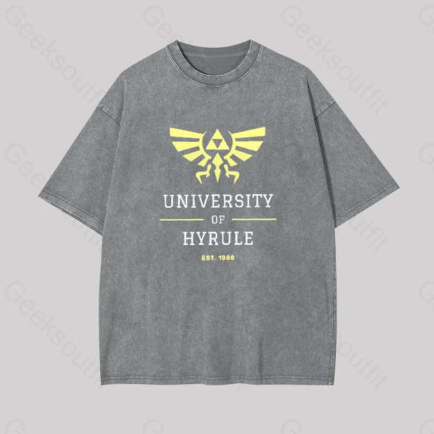 Legend Of Zelda Geek Washed T-Shirt Grey / S
