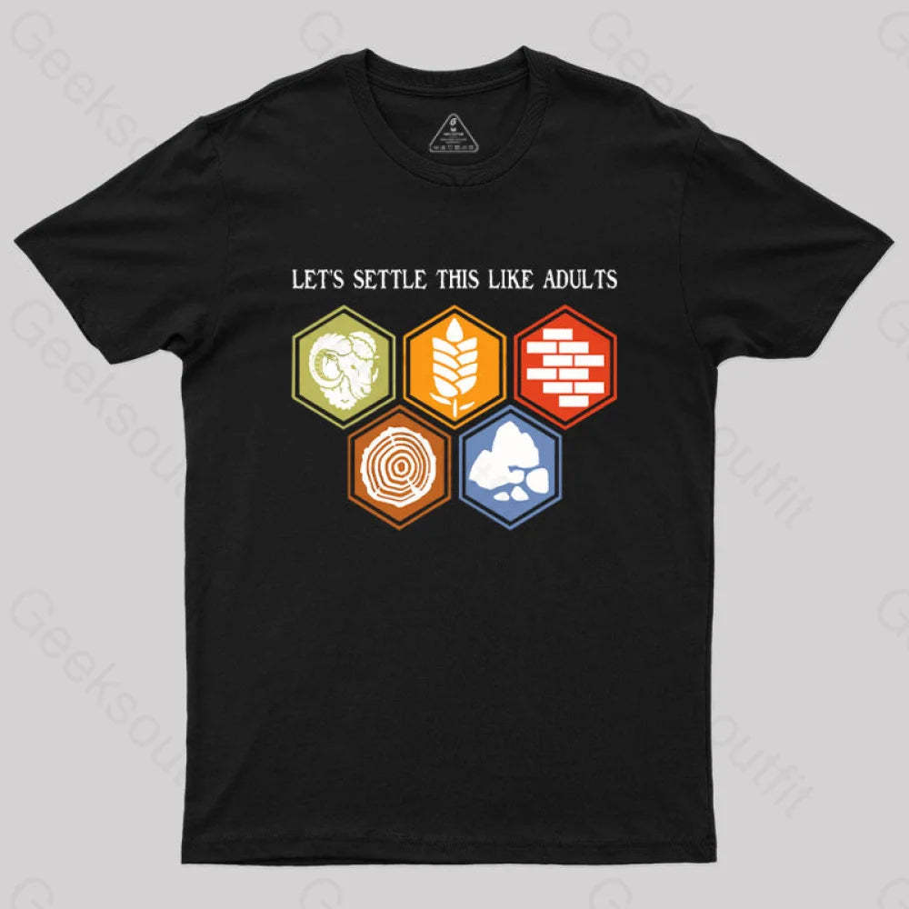 Let’s Settle This Like Adults Geek T-Shirt Black / S