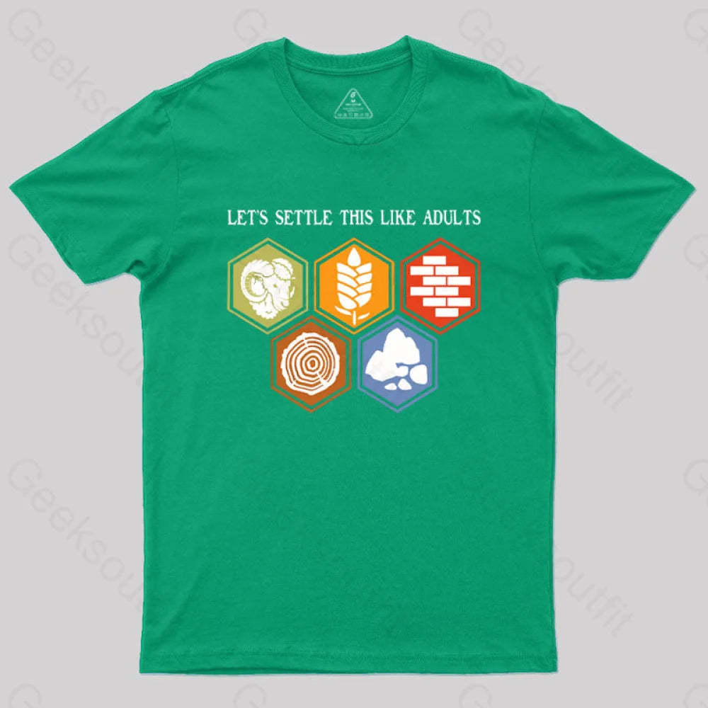 Let’s Settle This Like Adults Geek T-Shirt Green / S