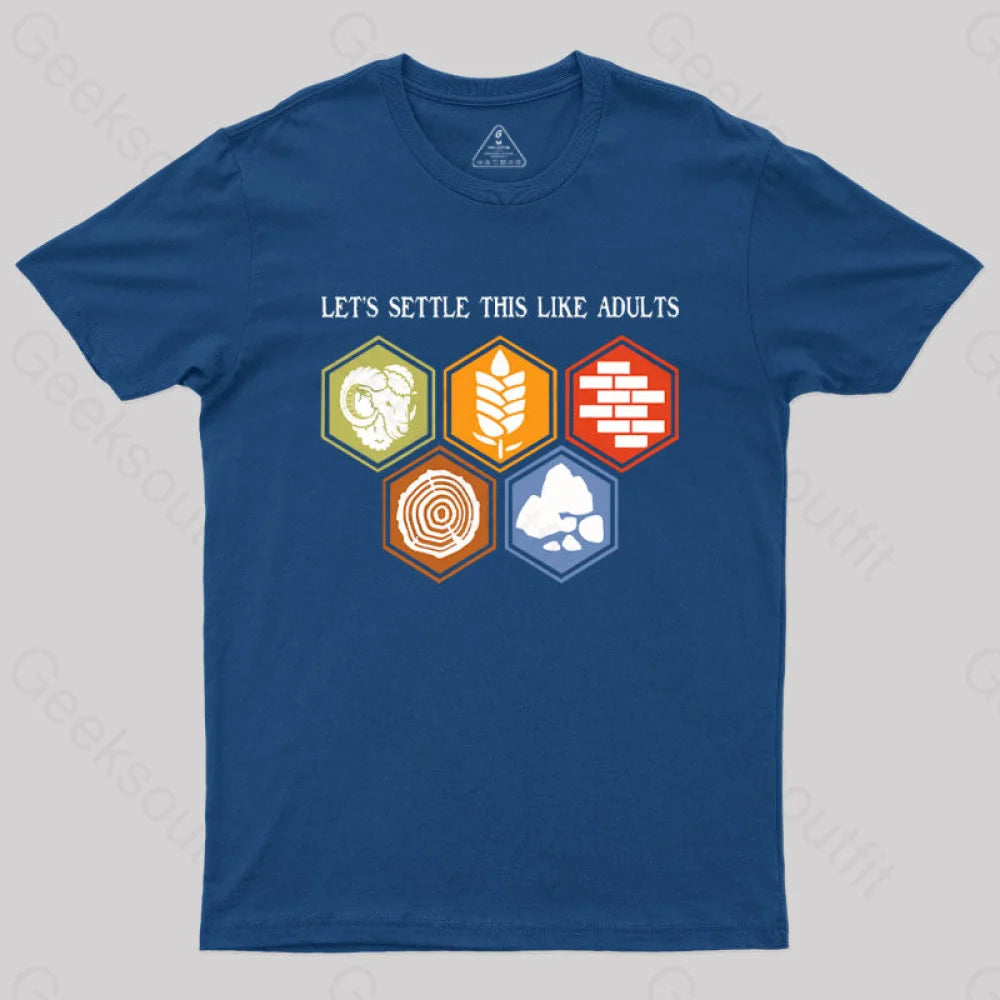 Let’s Settle This Like Adults Geek T-Shirt Navy / S