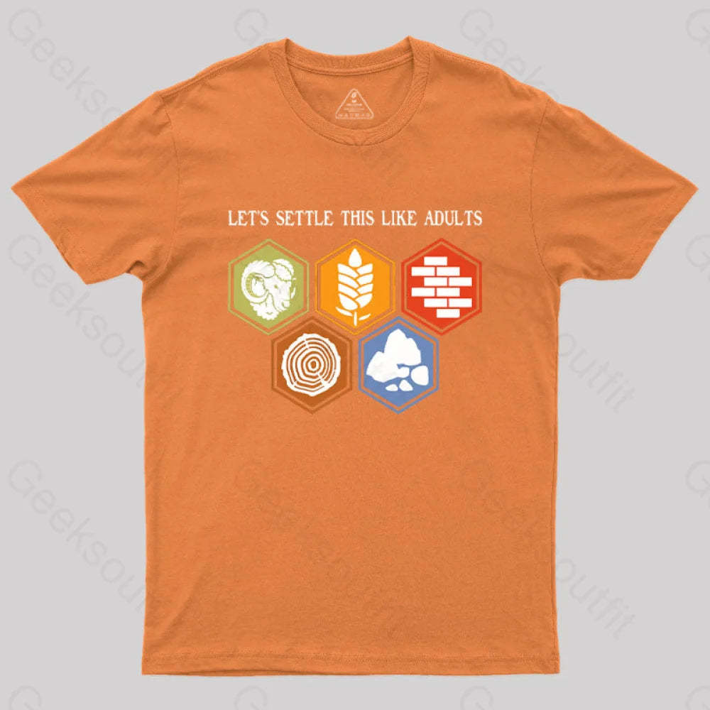 Let’s Settle This Like Adults Geek T-Shirt Orange / S