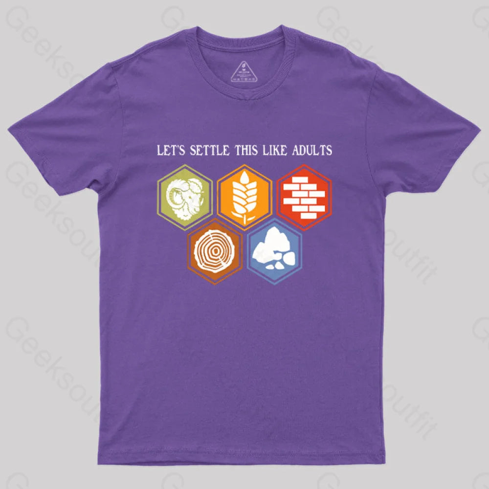 Let’s Settle This Like Adults Geek T-Shirt Purple / S