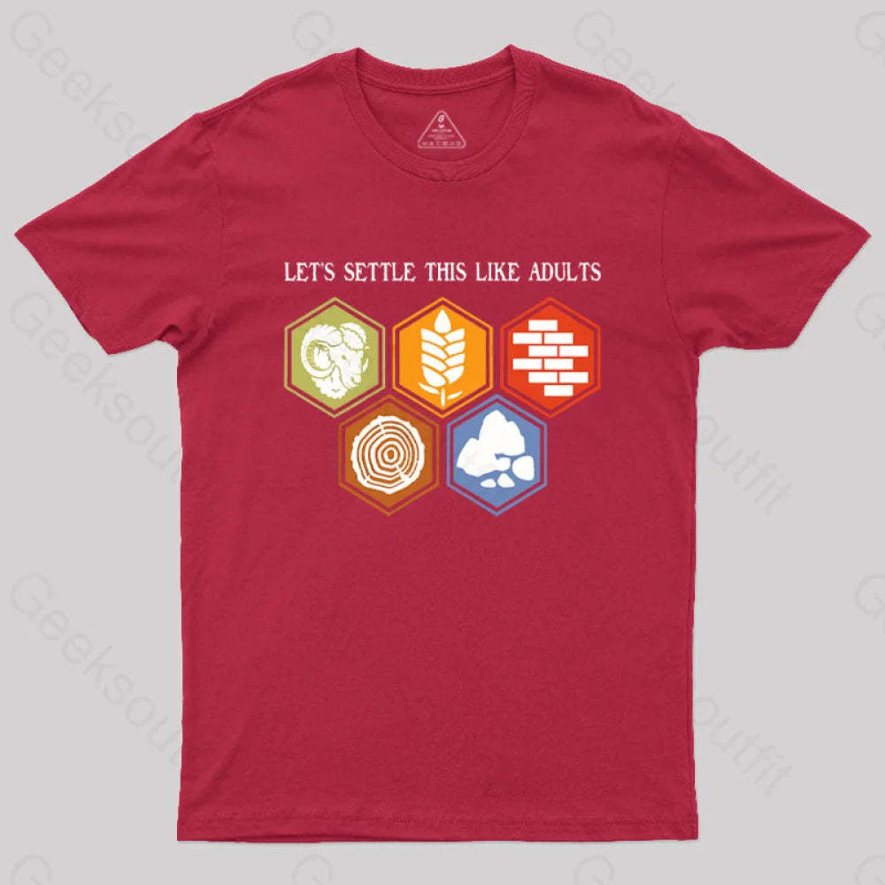 Let’s Settle This Like Adults Geek T-Shirt Red / S