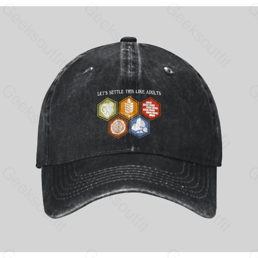 Let¡¯s Settle This Like Adults Washed Vintage Baseball Cap Black