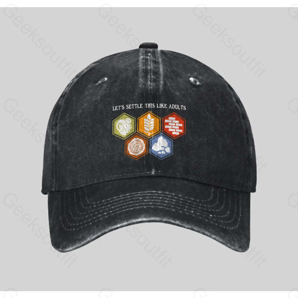 Let¡¯s Settle This Like Adults Washed Vintage Baseball Cap Black